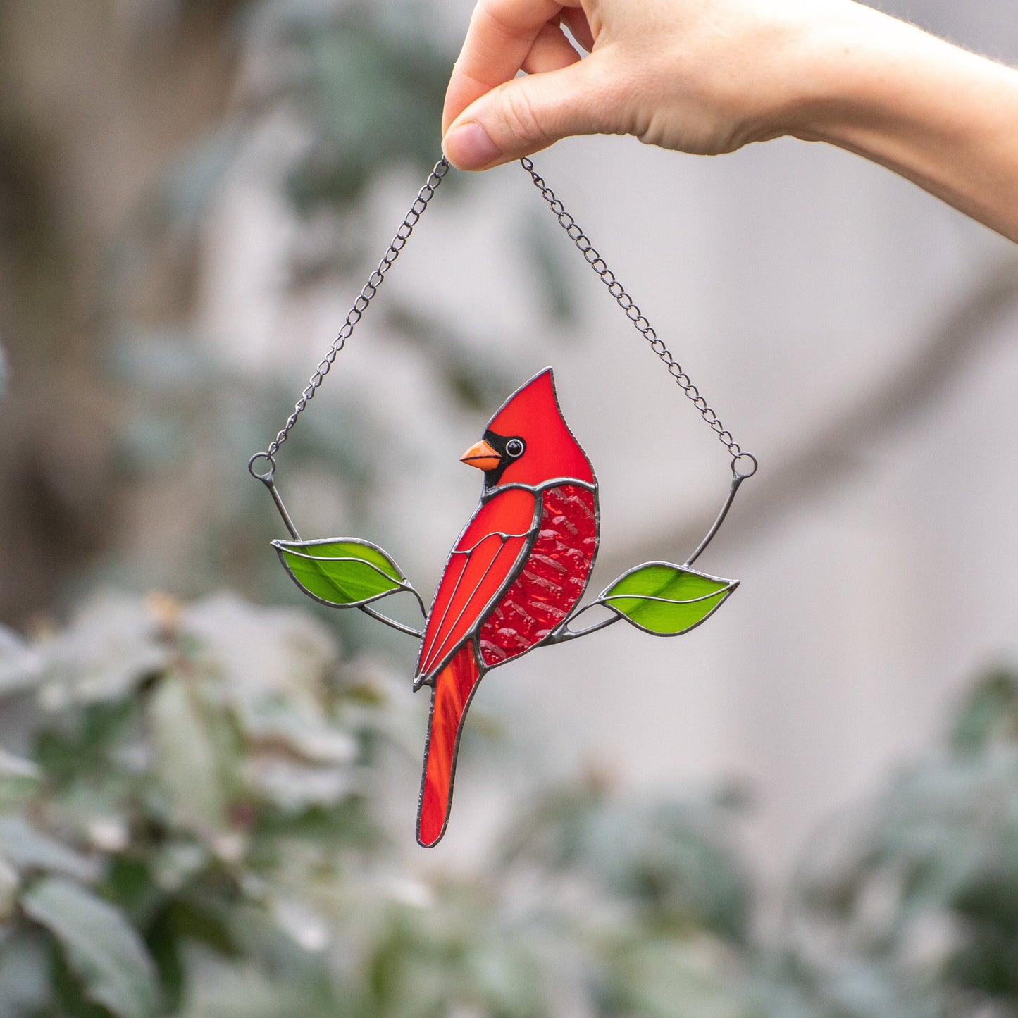 Cardinals Bird Stained Glass, Cardinal Decor, Stained Glass Cardinal Memorial Ornament