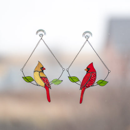 Cardinals Bird Stained Glass, Cardinal Decor, Stained Glass Cardinal Memorial Ornament