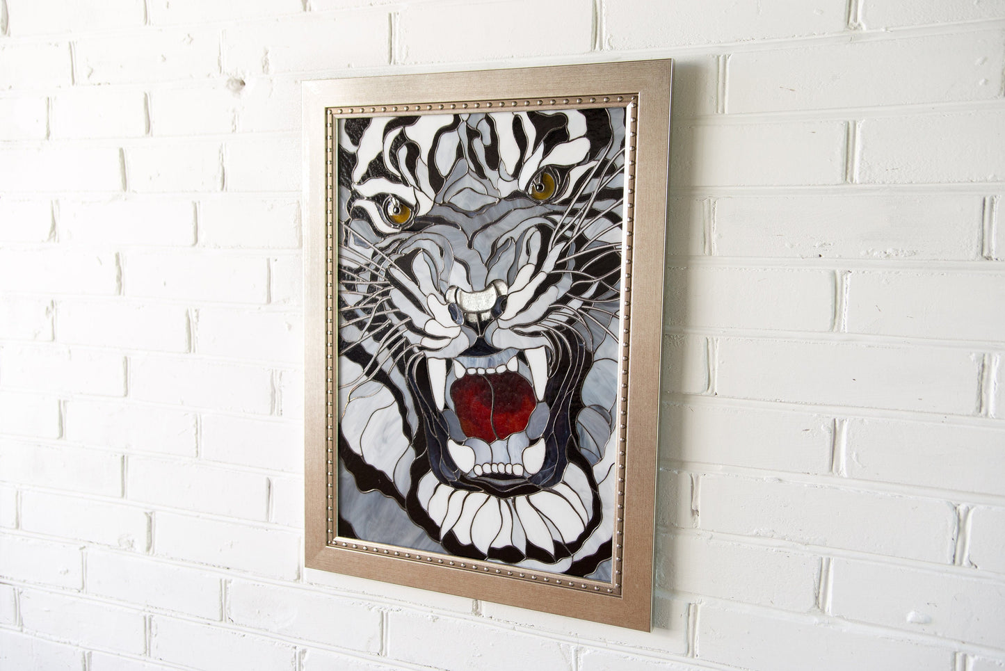 Panels Tiger Stained Glass, Christmas Gift, Modern Stained Glass Window Hangings
