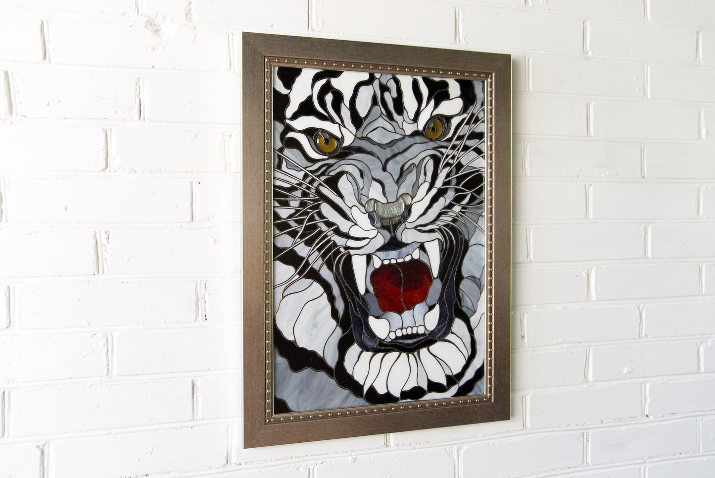 Panels Tiger Stained Glass, Christmas Gift, Modern Stained Glass Window Hangings