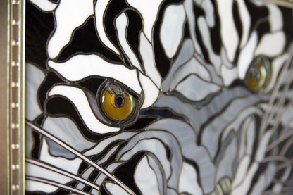 Panels Tiger Stained Glass, Christmas Gift, Modern Stained Glass Window Hangings