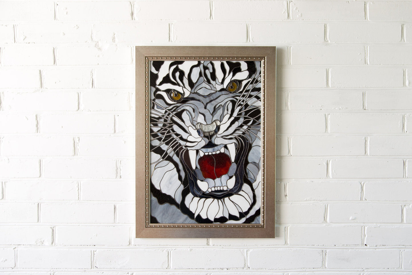 Panels Tiger Stained Glass, Christmas Gift, Modern Stained Glass Window Hangings