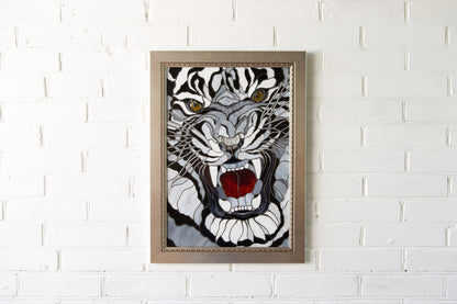 Panels Tiger Stained Glass, Christmas Gift, Modern Stained Glass Window Hangings